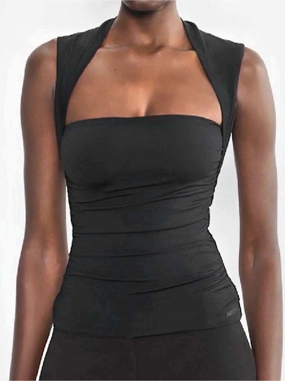 Contour Black Ruched Tank Top